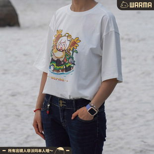 沃玛小鸟像素T恤短袖warma2025年夏季T恤男女同款宽松oversize