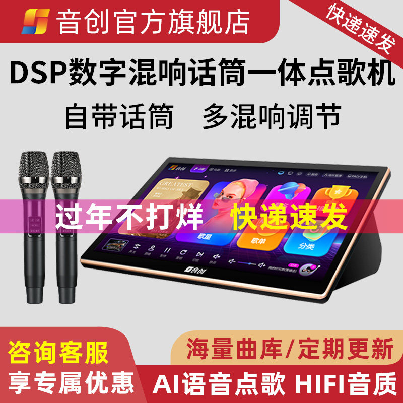 音创2025新款家庭ktv点歌机触摸屏一体机卡拉OK唱歌机带话筒家用