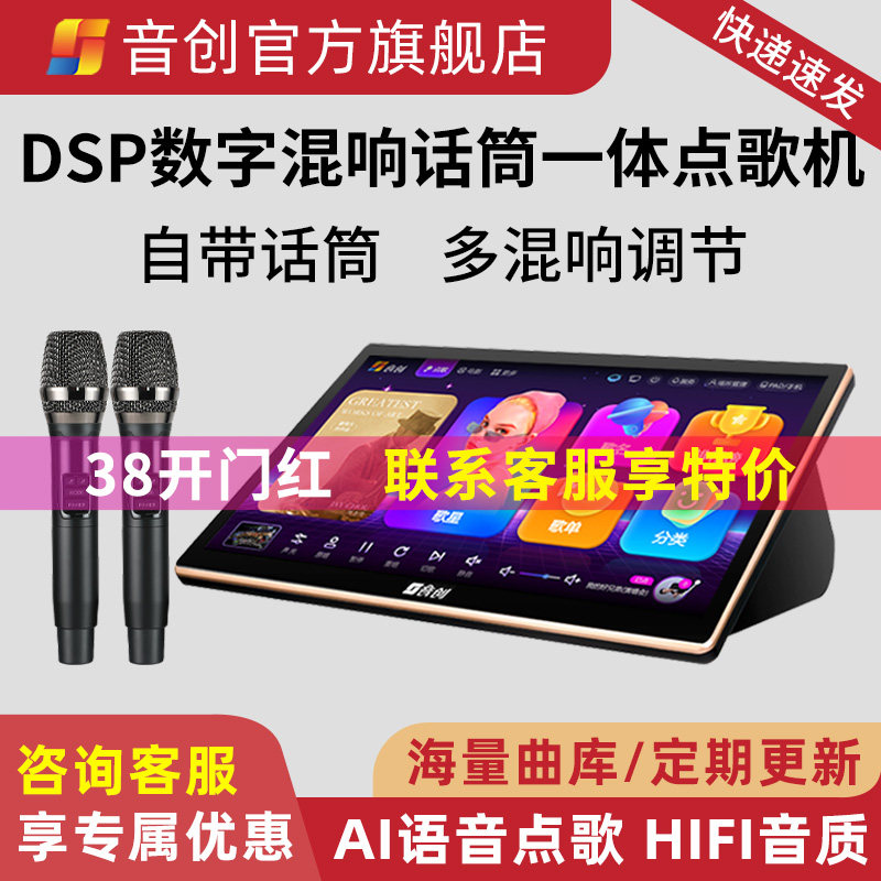音创2025新款家庭ktv点歌机触摸屏一体机卡拉OK唱歌机带话筒家用