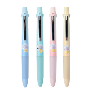 晨光四色多机能中油笔按压式按动笔蓝色黑红4色三色笔彩色中性笔中油笔芯多功能合一做笔记专用学生用品4色笔