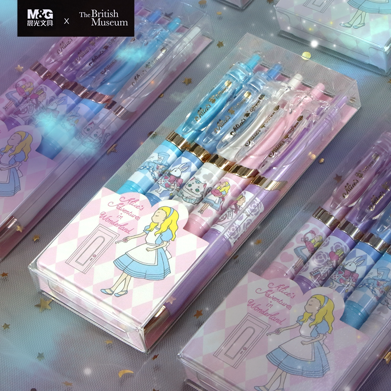 晨光爱丽丝系列漫游奇境限定款中性笔学生用子弹头0.