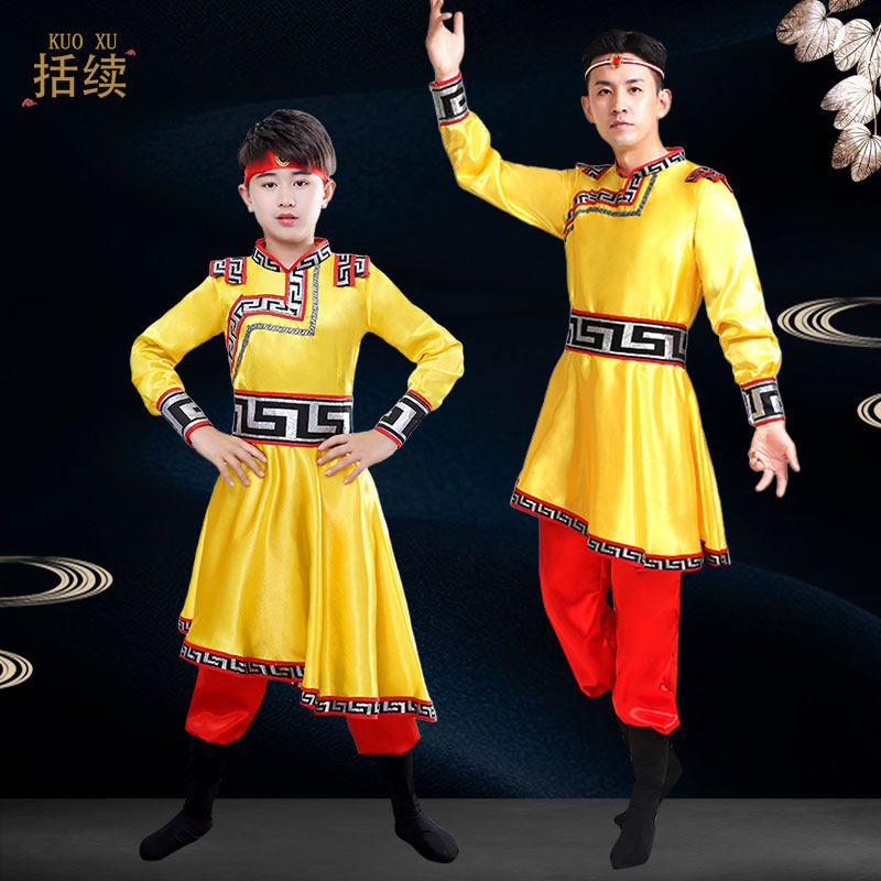 MENS MONGOLIAN MINORITY DANCE PERFORMANCE COSTUMES PARENT-CHILD COSTUMES WRESTLING DANCE HORSE RIDING DANCE MONGOLIAN ROBE COSTUMES