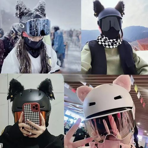 滑雪头盔装饰品可爱卡通兔耳