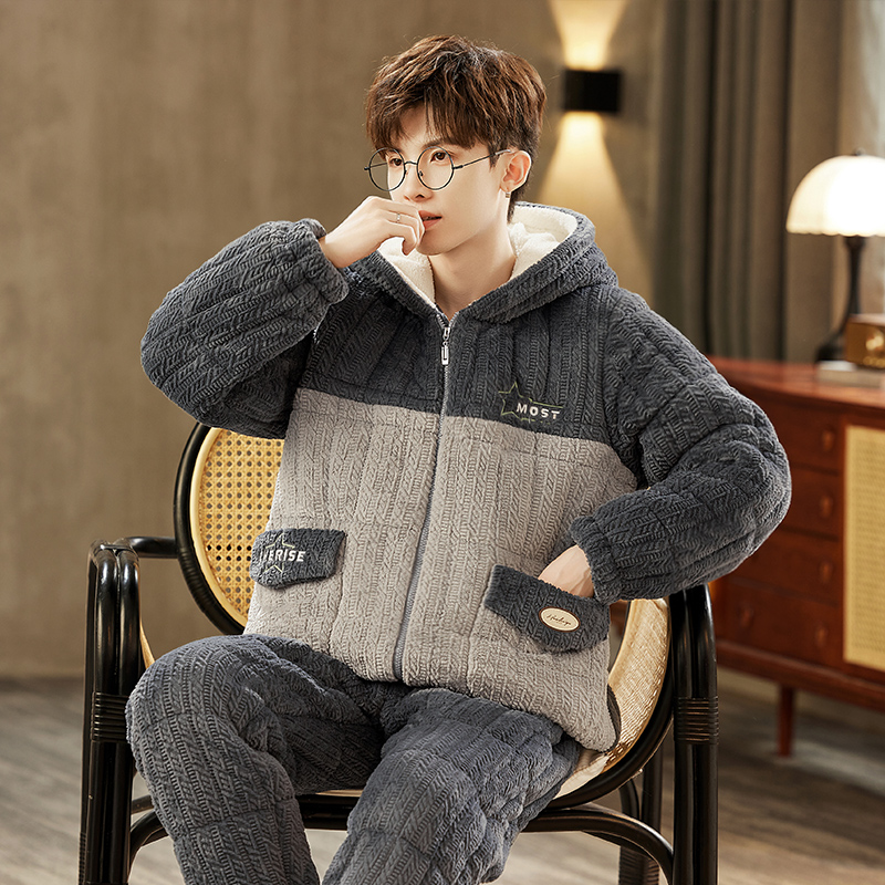 加厚加绒新款夹棉睡衣