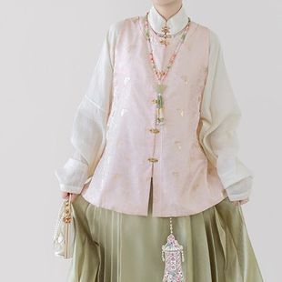 柒锦原创【小锦鲤】织金提花明制汉服日常短比甲马甲毛边