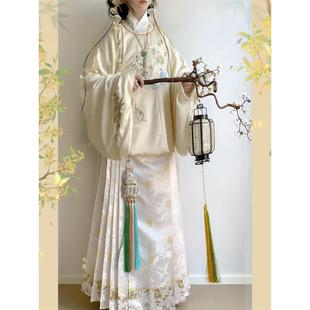 原创汉服女明制【花海碟】冬装交领马面裙套装日常中式国风琵琶袖