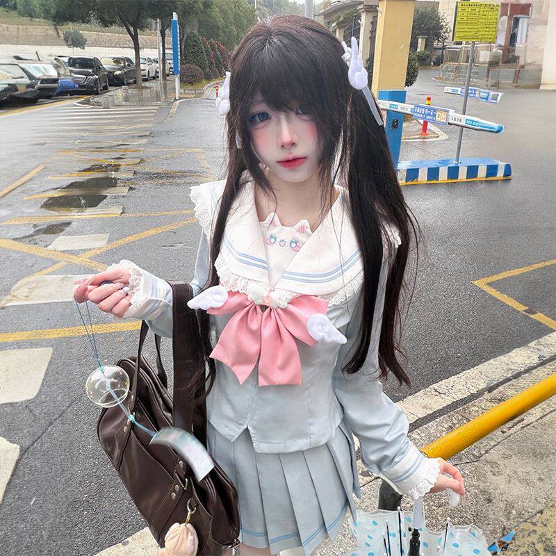 甜嗑jk【喵雪吟】原创正版短袖收腰水手服制服套装校供甜磕裙子