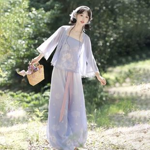 夏天汉服原创国风灯笼裤听荷套装女改良汉服日常通勤汉元素夏季穿