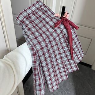 JK原创格裙半身裙百褶短裙制服女校供感秋冬款小梨月番