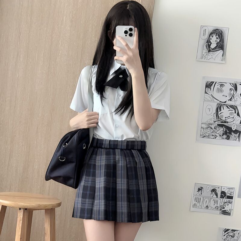 孤山格裙jk原创日系少女甜美制服半身裙学生校供学院套装