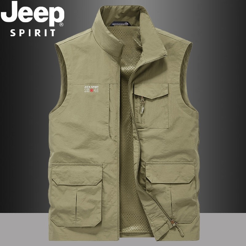 吉普春秋季多口袋马甲男士休闲薄款马夹钓鱼背心中青年上衣,男装,常规马甲,淘宝优惠券,粉丝福利购,淘宝优惠卷