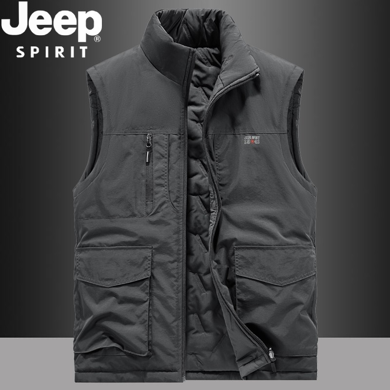 吉普棉马甲男士秋冬款外穿加厚保暖背心多口袋双面穿夹棉马夹,男装,常规马甲,淘宝优惠券,粉丝福利购,淘宝优惠卷