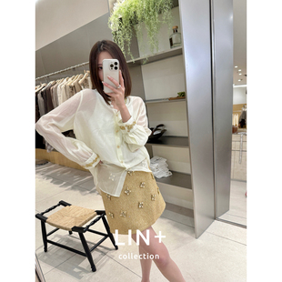 重工复古钉珠宫廷微透气质小衫 天丝法式 新款 LIN