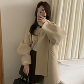 韩系中长款 5山羊绒 羊毛外套 CHITI 配围巾 含95澳毛 5596