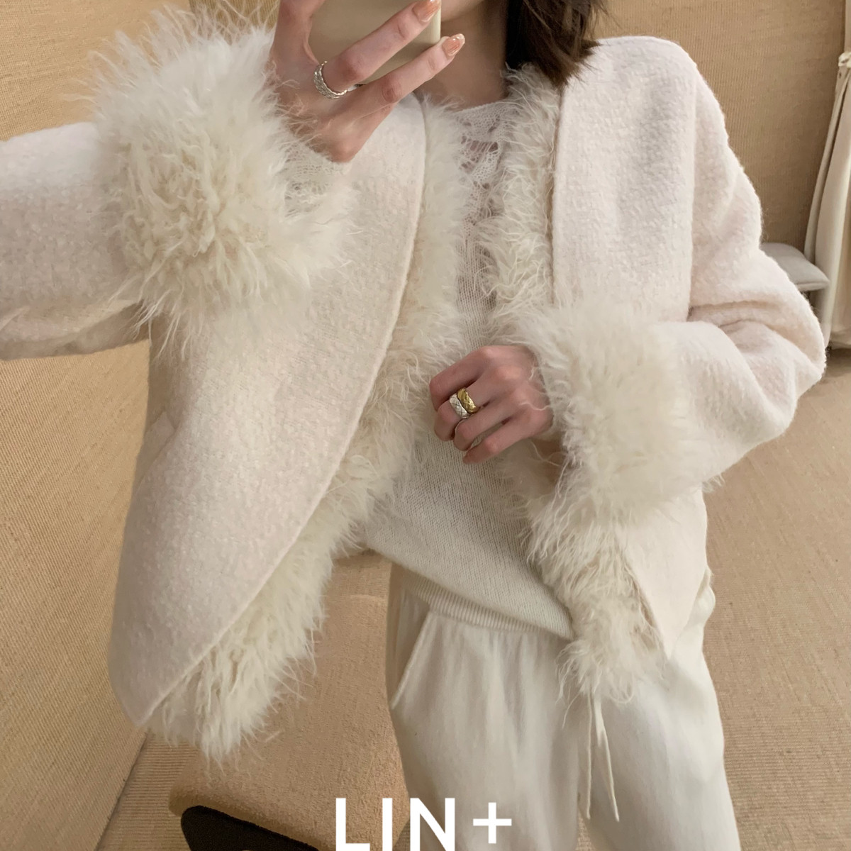 LIN+  -羊毛氛围感千金小香羊毛外套（含85羊毛）(10苏丽贝贝)FZ0