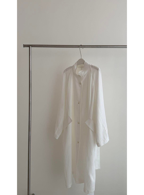 INSTANT-26年春款极简气质立领长款百搭风衣(配腰带)