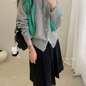 Find L606157 含100绵羊毛 Time 韩系全毛韩标圆领插肩针织开衫