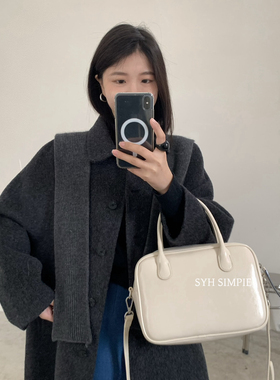 SYH SIMPLE-长羊毛外套(配针织披肩)（含5羊驼毛）(含95绵羊毛