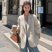 现货 秋冬西装 版 新款 羊绒大衣毛呢短外套D901 P240K328