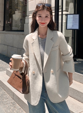 新款现货！秋冬西装版羊绒大衣毛呢短外套D901-P240K328