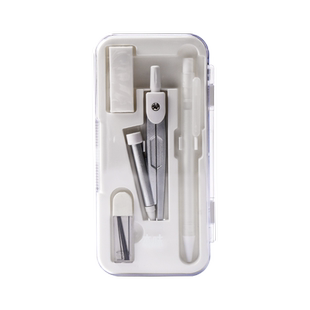 晨光圆规尺子套装八件套圆规直尺带波浪线铅笔橡皮2B铅芯学生考试学习用品多功能量角器三角板专业绘图制图用