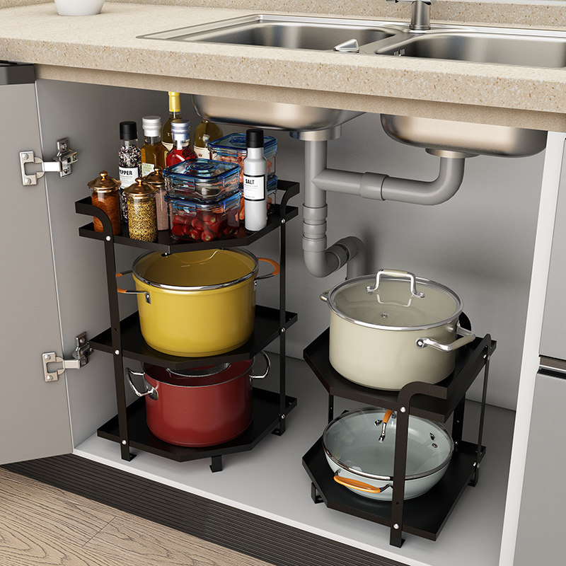 锅架子下水槽放锅架厨房三角置物架转角锅具收纳架多层台面家用