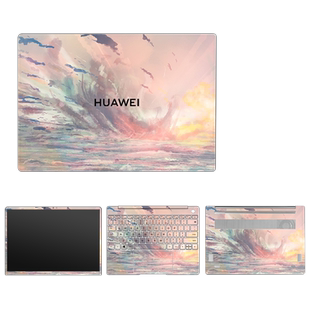 纹理水彩笔记本贴膜适用华为MateBook14KLVF16 16S D162023款D14SE D15 16CREM 13SXPRO电脑外壳键盘保护贴纸