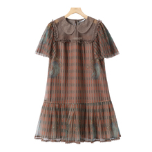 专柜1299【帝】 木耳花边镂空网纱喇叭袖连衣裙172~夏季新款女装