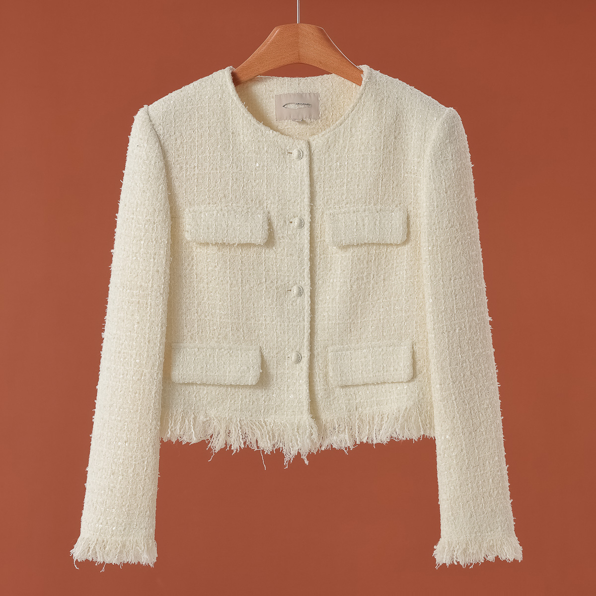 专柜868【QS】秋装 珠片圆领小香风流苏短外套305