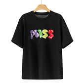 专柜598 T恤331 全棉圆领套头字母气球简约短袖 逸 秋装