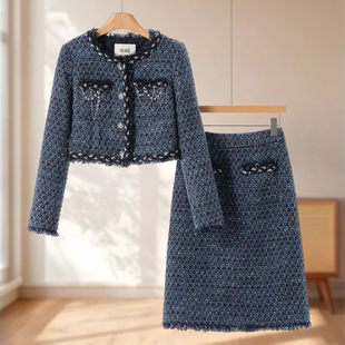 开叉半裙小香风套装 611 冬季 鹅绒服 女装 链条羽绒服 新款 蕾