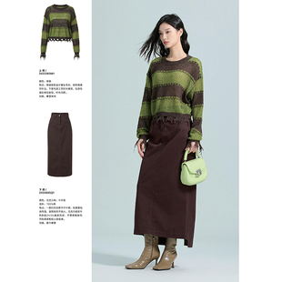 开叉不规则后腰松紧牛仔半身裙695 秋装 专柜549 木X