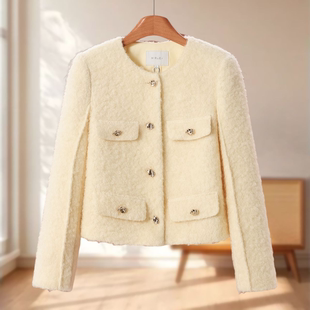 冬装 专柜1199 莫Y 10%马海毛 圈圈呢小香风外套011 52%绵羊毛