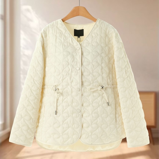 抽绳收腰轻薄开叉V领棉服633 冬装 专柜659 妍B