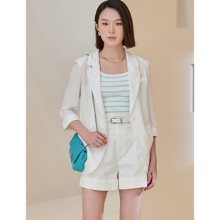 七分袖 开叉天丝薄西装 外套216 专柜569 新款 舞 夏季 95%莱赛尔