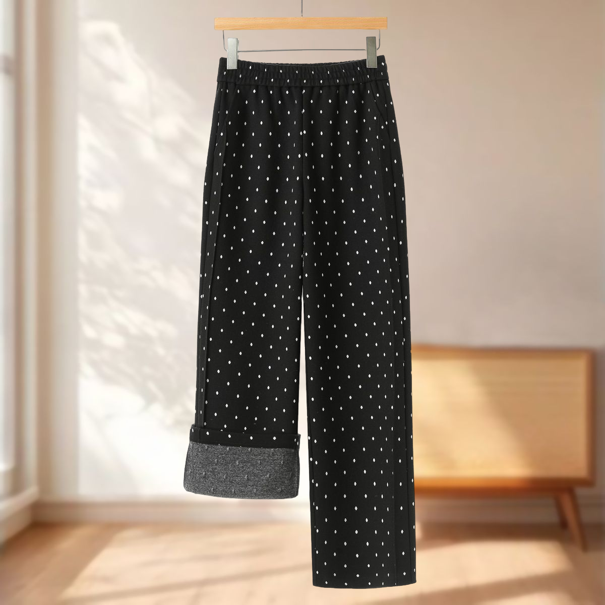 专柜439【妍B】冬装 松紧高腰垂坠显瘦磨绒直筒裤609