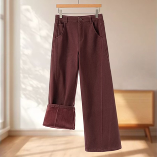 显高挑宽脚裤 加绒保暖阔腿裤 150 冬季 女装 新款 都SML