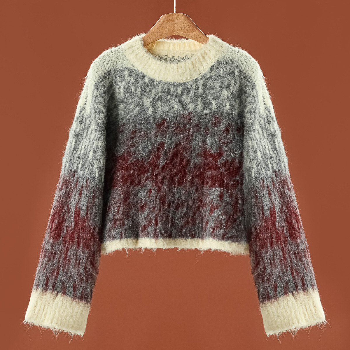 专柜389【贝】冬装 溜肩宽口袖晕染休闲宽松毛衣167