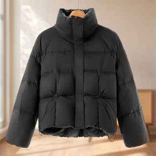 松紧束口袖 冬装 立领宽松短羽绒服328 鸶 专柜1258