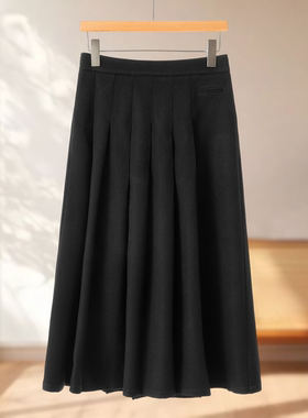 专柜569【妍B】冬装 百褶过膝大摆裙高挑A字半身裙729