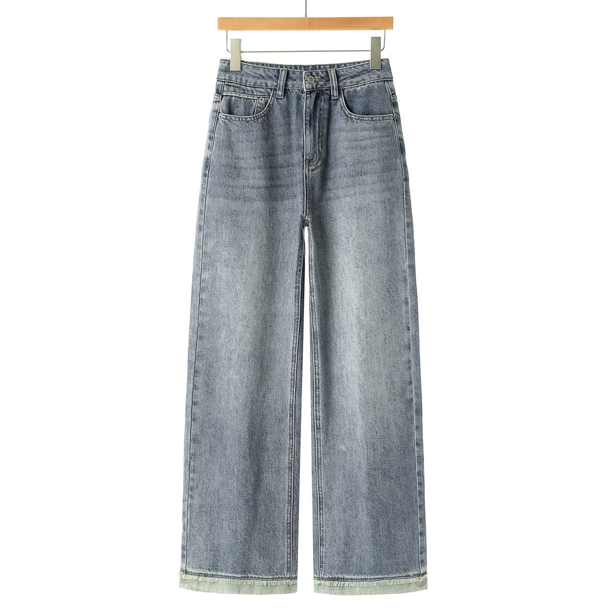 【佐X】 毛边宽脚做旧高挑牛仔拖地裤832~秋季新款女装