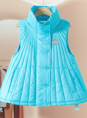 【圣】 艳丽亮眼竖条纹络立领马甲羽绒服SS118~冬季新款女装