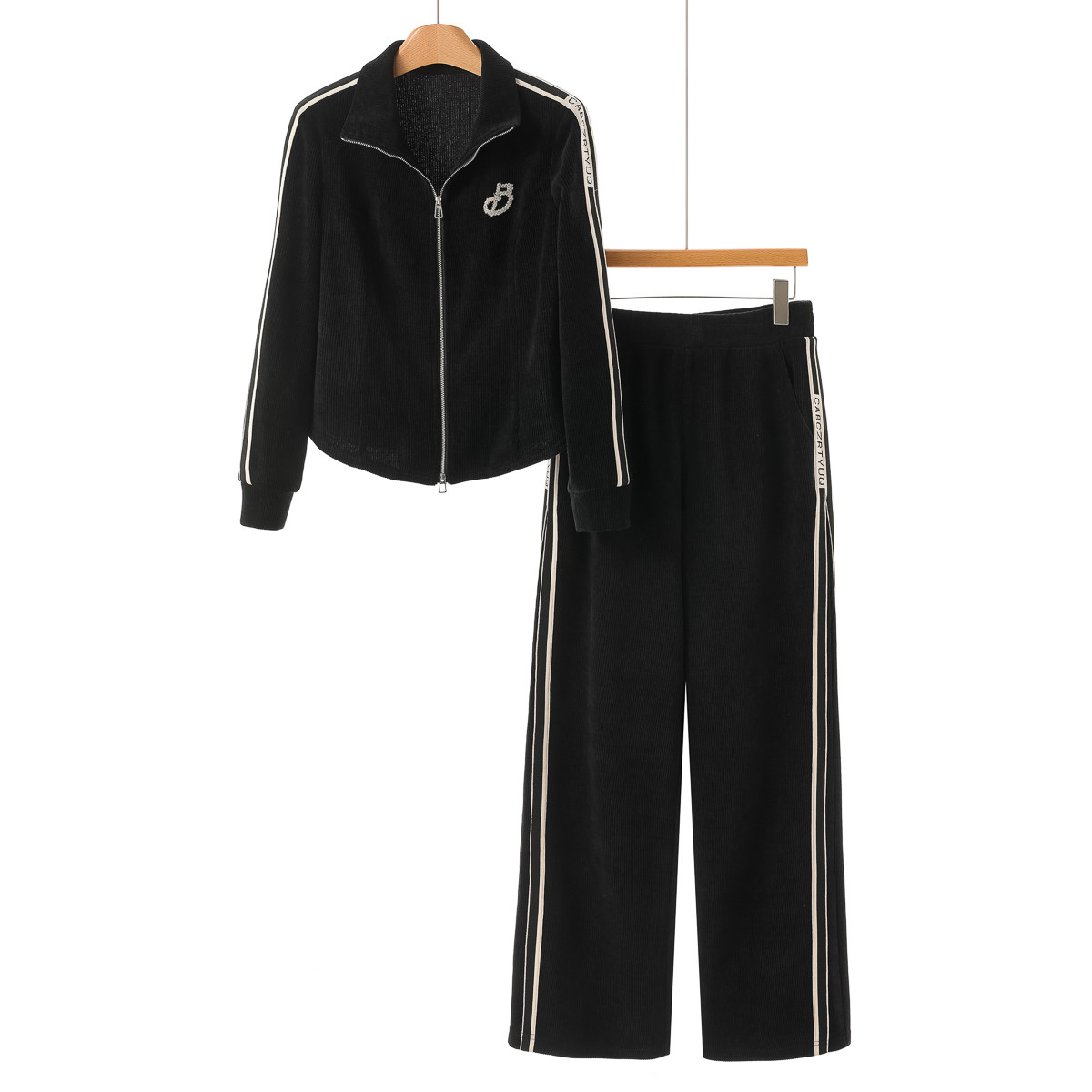 【朗】垫肩拉链外套+松紧高腰直筒裤套装118~2025秋季新款女装