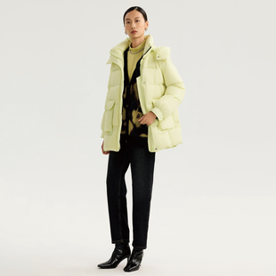 帽子可拆多巴胺色中长羽绒服636弜 冬装 专柜1699 木X