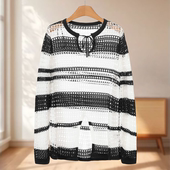 70%莱赛尔 莫Y 春装 专柜599 含醋酯系带渔网面镂空针织衫 522