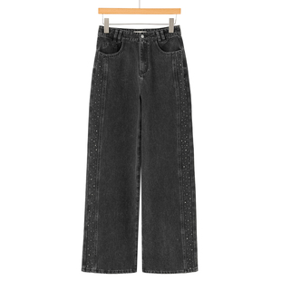 专柜869【GC】 挺括垂感烫钻宽脚阔腿牛仔裤506~秋季新款女装