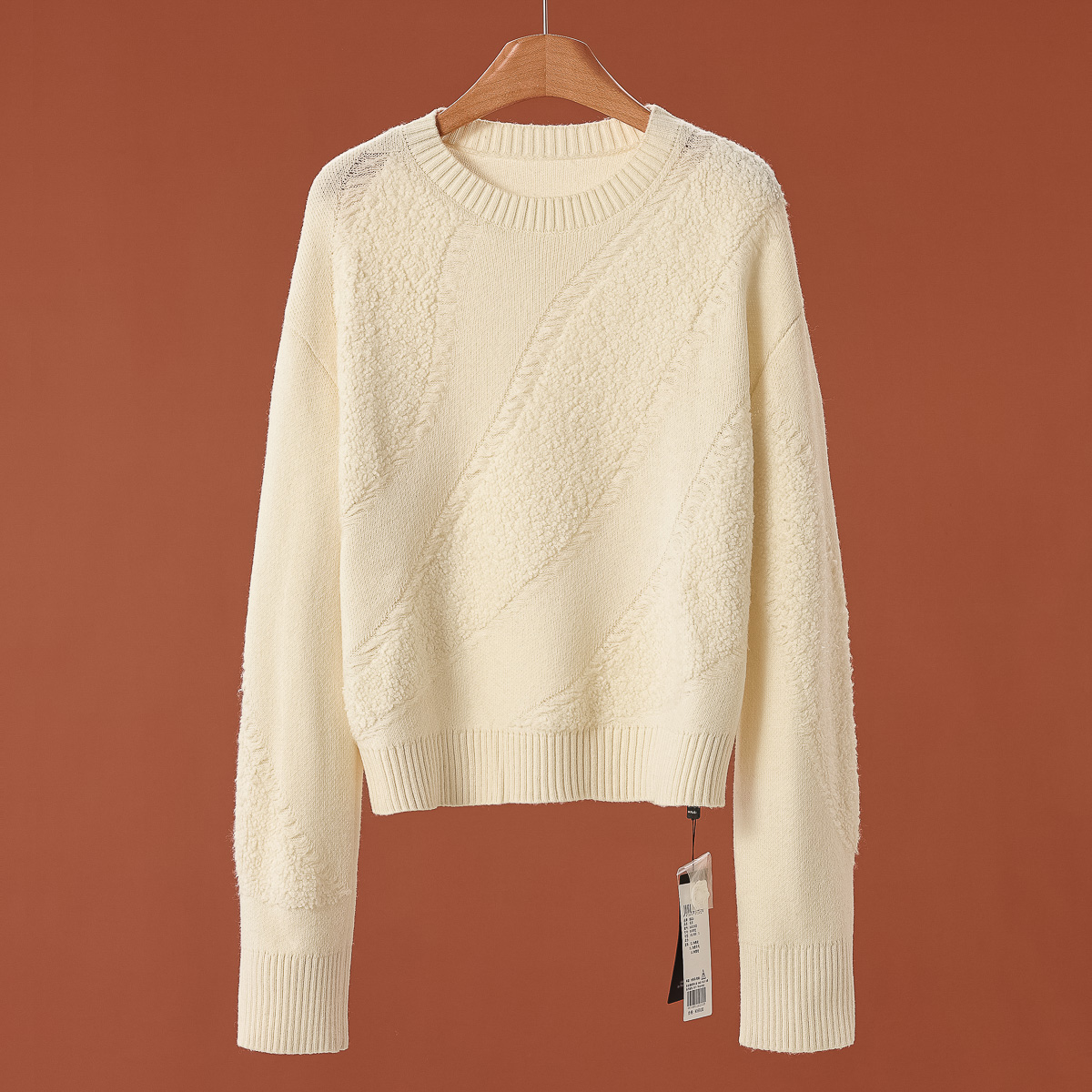 专柜869 31%绵羊毛【莫Y】冬装 羊毛混纺圈圈提花套头毛针织衫622