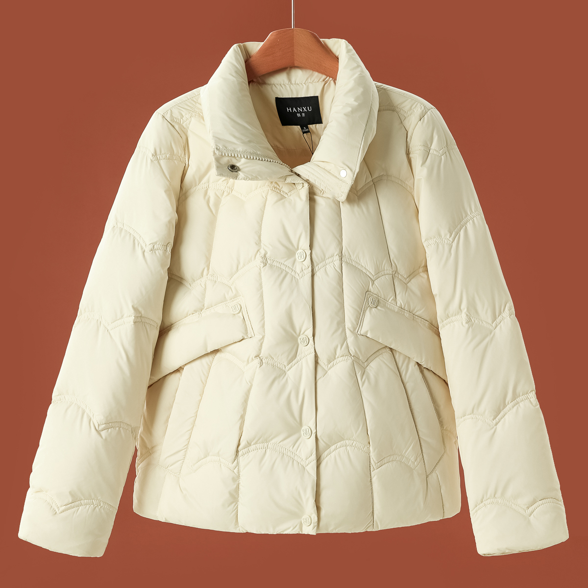 专柜1199【序】冬装 小立领极简风日常短款羽绒服531