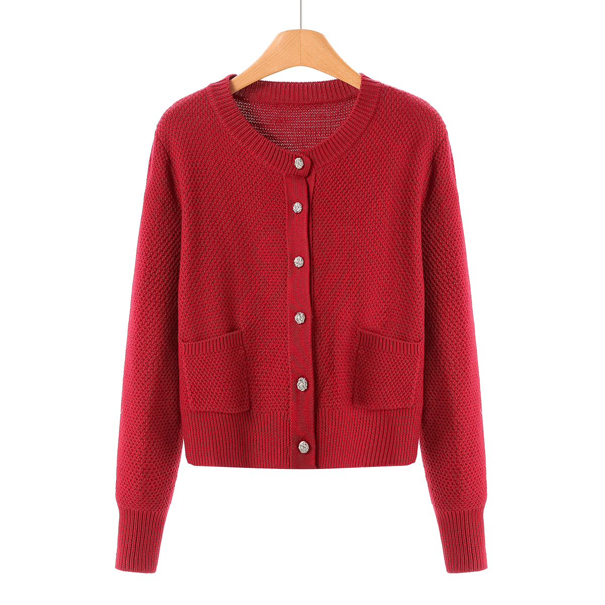 专柜889 31%绵羊毛【TH】冬装 小香风温柔修身圆领短毛衣外套233