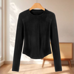 冬装 莫Y 磨毛针织藕节绣弹力棉质T恤322 64%粘纤 专柜439